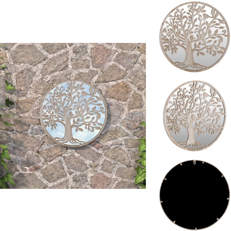 Vidaxl - Miroir de jardin Sable 40x2,5cm Fer Rond utilisation extérieure - Miroir De Jardin - Miroir Rond - Décoration Extérieure - Miroir Design