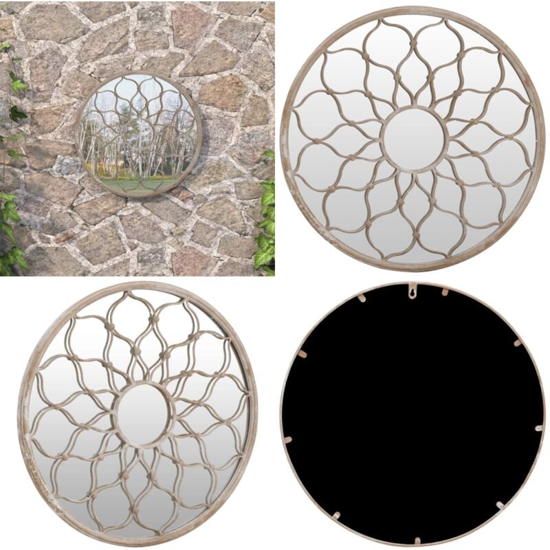 Vidaxl - Miroir de jardin Sable 40x3 cm Fer Rond utilisation extérieure - Miroir De Jardin - Miroir Rond - Décoration Extérieure - Miroir Design