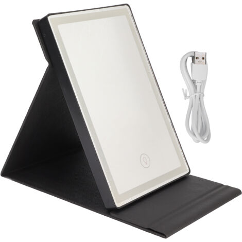 Miroir de Maquillage 50 LED, 3 Modes d'Éclairage, Rechargeable et Pliable, Noir pour Maison et Voyage