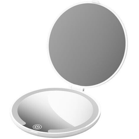Miroir de maquillage à LED, blanc, 10 x 10,5 cm 1 x Miroir pliable portable à rabat Miroir de voyage pour retouches Miroir de voyage rechargeable mini