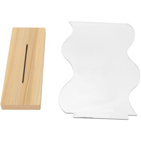 Miroir de maquillage acrylique portable avec base en bois, design esthétique irrégulier et léger pour bureau