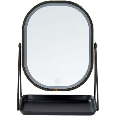 Miroir de Maquillage avec Éclairage LED 20 x 22 cm en Métal Doré Dordogne