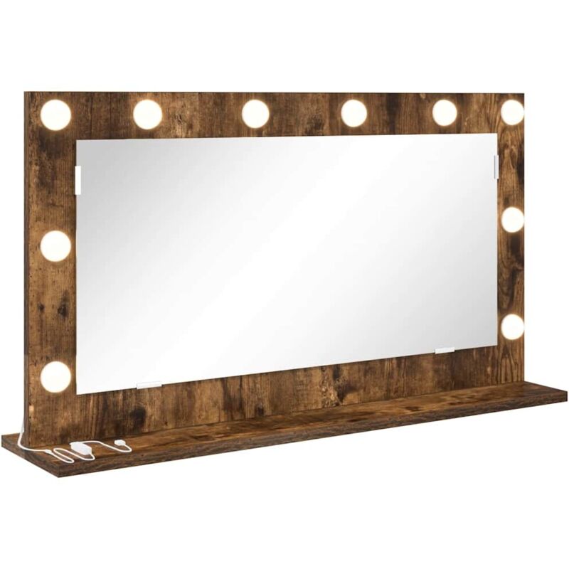Miroir de maquillage Chêne fumé, argenté Bois, verre 80 x 45 cm Vidaxl