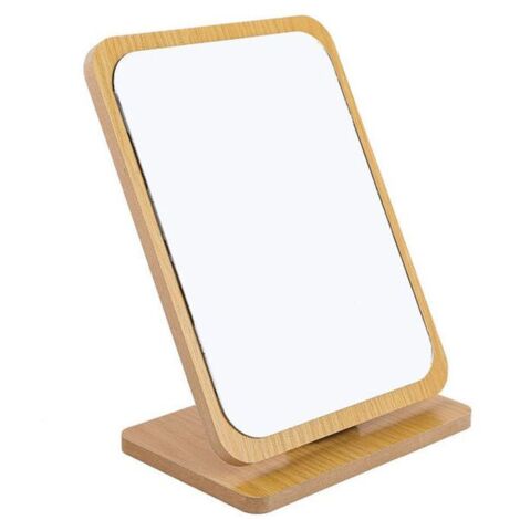 Miroir de maquillage de table pliable en bois - Petit miroir vertical carré - Miroir de maquillage portable
