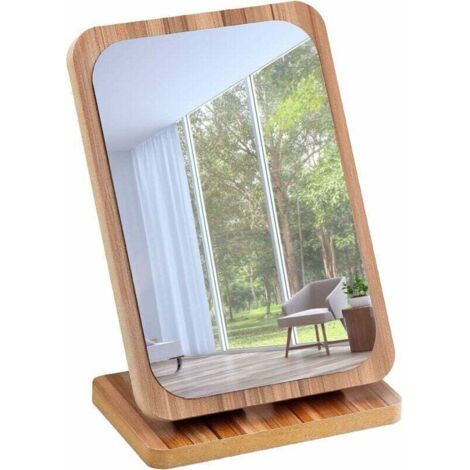 Miroir de maquillage de table pliant en bois grand miroir carré vertical
