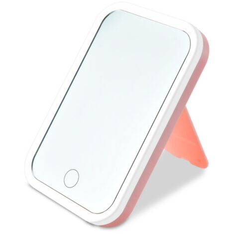 Miroir de maquillage de voyage 10,7 x 15,5 cm, miroir lumineux portable rechargeable à DEL, intensité variable, 3 modes de couleur, écran tactile, miroirs de table de bureau pour sac à main