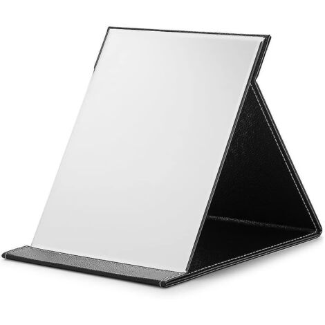 Miroir de maquillage de voyage ultra-fin, pliable, grand format et réglable sur pied