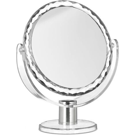 Miroir de maquillage double face, rond, rotatif, miroir sur pied, adapté aux soins quotidiens du visage, transparent