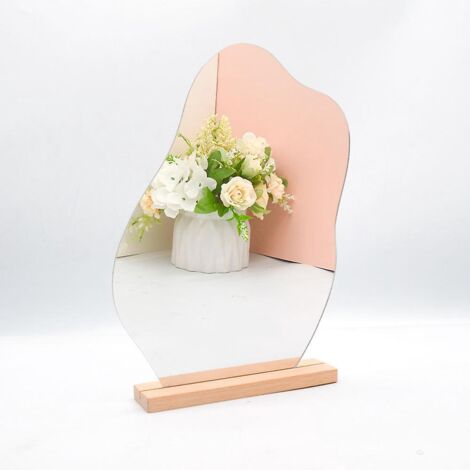 miroir De Maquillage En Acrylique Irrgulier 1, Miroir D'habillage Sans Cadre, Miroir De Bureau Esthtique, Couverts En Bois