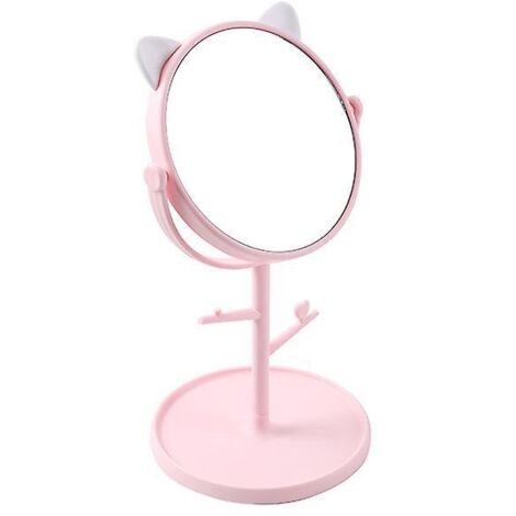 miroir De Maquillage En Forme De Chat - Rose, Miroir De Table Multifonctionnel Pour Le Bureau