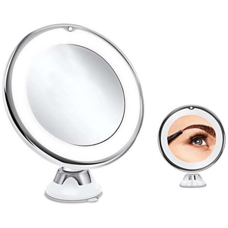 Miroir de maquillage grossissant x10 avec éclairage LED