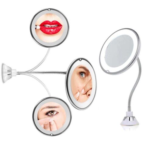 Miroir de maquillage grossissant x7 avec éclairage LED, mural, pivotant et extensible, sans fil, pour salle de bain d'hôtel
