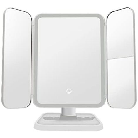 Miroir de maquillage intelligent avec éclairage LED et loupe, miroir pliable triple pour voyage