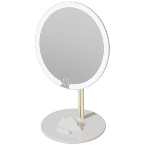 Miroir de maquillage LED avec éclairage intégré, miroir de bureau à gradation trois couleurs, idéal pour étudiants et éclairage intérieur.