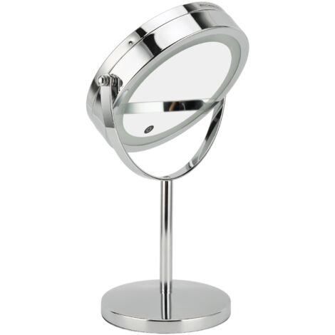Miroir de Maquillage LED Double Face avec Support, Miroir Grossissant Rond pour Salle de Bain et Décoration Maison