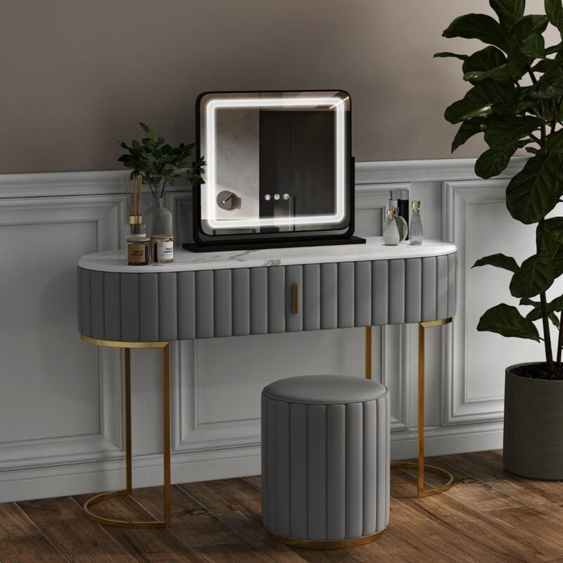 Miroir de Maquillage led Lumineux Tactile 5 x Grossissement L56 x l48 cm Rotation 360° 3 Couleurs Eclairage design in