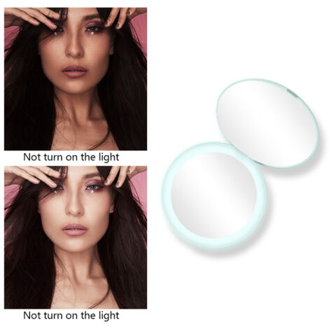 Miroir de Maquillage LED Portable 10x Grossissement, Miroir Pliable Compact pour Voyage