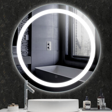 Miroir de Maquillage Miroir Rond Mural + Éclairage LED et Interrupteur Tactile 60604.5cm - Blanc froid