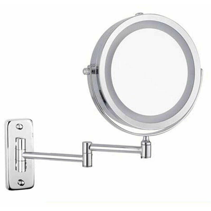 Miroir de maquillage mural Feelglad, miroir grossissant à DEL double face 10X, miroir de courtoisie cosmétique extensible pivotant à 360 °, alimenté