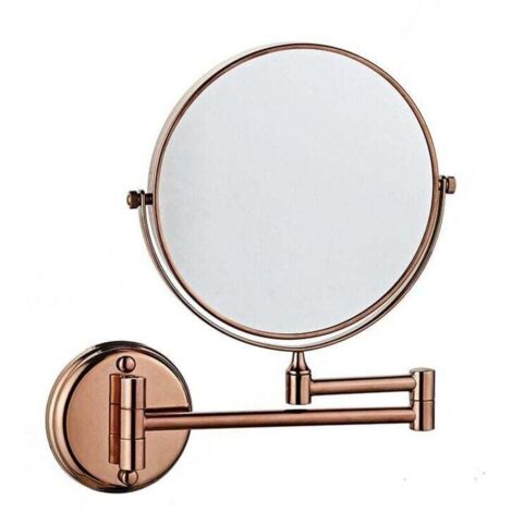 Miroir de maquillage mural pliable et pivotant de 15 cm, grossissement x3, convient aux salles de bains, toilettes et chambres, couleur or rose.