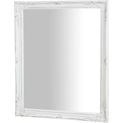Miroir Mural à accrocher pour suspension verticale/horizontale L36,5xPR3xH47 cm finition antique blanche