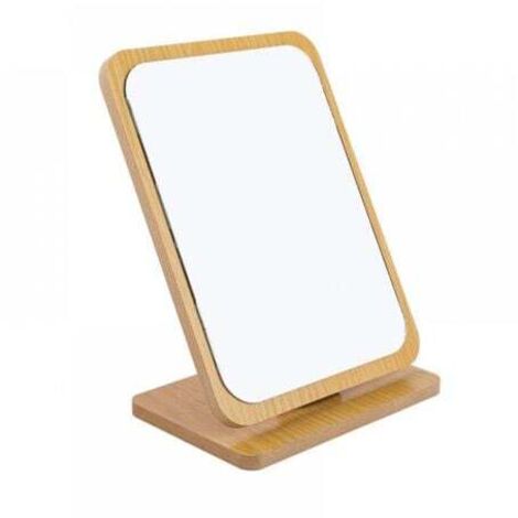 Miroir de maquillage pliable en bois (22 x 16 cm), petit miroir carré sur pied, miroir de maquillage portable