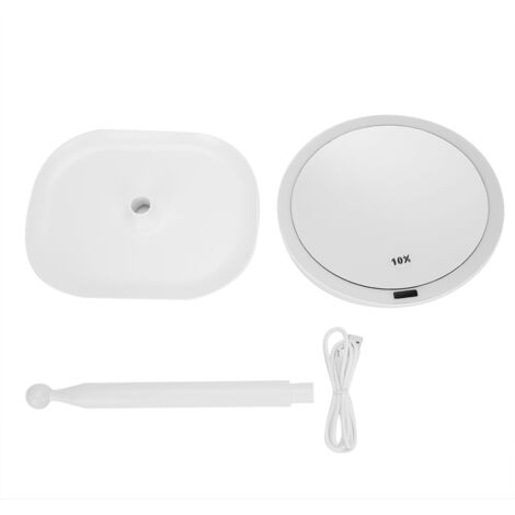 Miroir de maquillage portable 10X avec LED et détection automatique pour maison et dortoir
