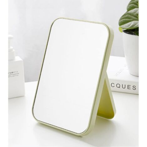 Miroir de maquillage portable, grand miroir de voyage, miroir de beauté tendance avec support réglable, miroir de coiffeuse carré et simple pour bureau, 1 pièce (vert)