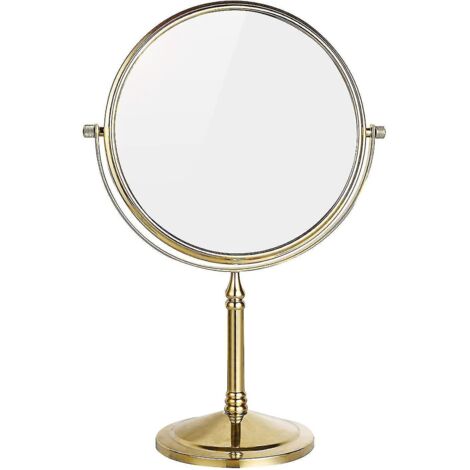 Miroir de maquillage sur pied 8 pouces, double face, grossissement 1x x3, pivotant à 360°, finition soignée.