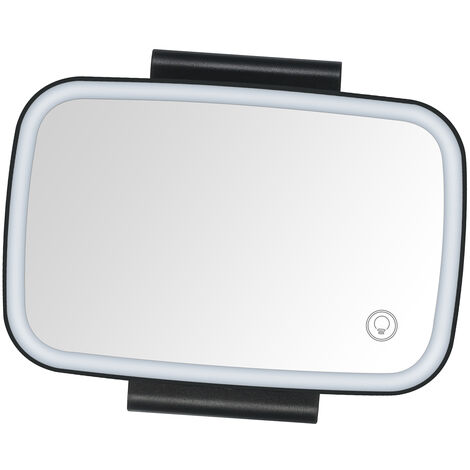 KKmoon Miroir de Pare-soleil de Voiture avec Lumières LED Miroir Cosmétique de protection Solaire de Maquillage Réglable Miroir de Maquillage Agrafe de Miroir de Vanité sur écran Tactile Automobile