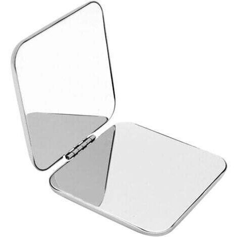 Miroir de Poche, Acier Inoxydable Miroir Pliant, Double Face Petit Miroir, Pliant, Miroir de Voyage, Miroir Compact, Miroir à Main, Cadeaux pour Filles, Femmes, Hommes, Shopping Trave - carré
