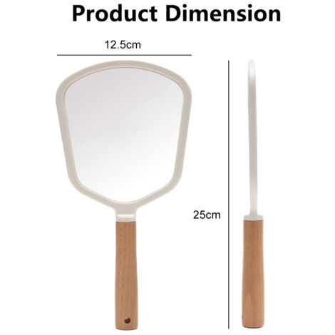 Miroir de poche compact avec manche en bois pour retouches maquillage nomade