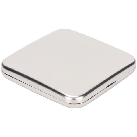 Miroir de poche compact double face pliable en acier inoxydable, idéal pour voyage et sac à main, format carré portable.