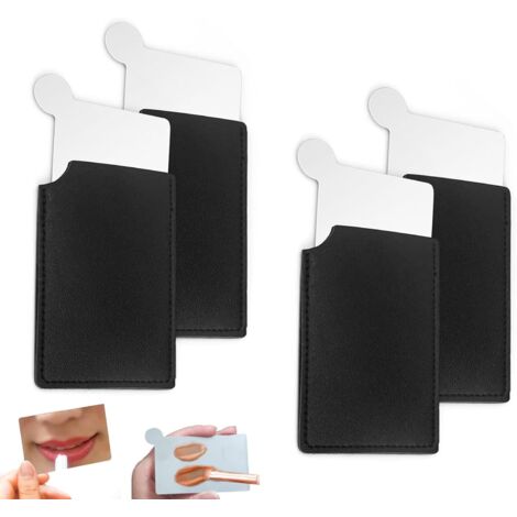 Miroir de poche en acier inoxydable - Étui en cuir, antichoc - Parfait pour le maquillage et les voyages