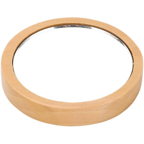 Miroir de poche en bois avec poignée ronde pour maquillage, reflet clair et bords lisses