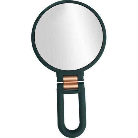 Miroir de poche grossissant 10X poignée pliante Double face Portable voyage grossissant miroir à main piédestal miroir de maquillage