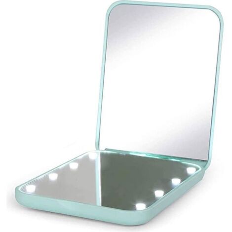 Miroir de poche grossissant, miroir de voyage rechargeable par USB avec lumière, petit miroir de maquillage, vert f MIROIR DE POCHE
