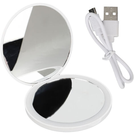 Miroir de poche LED pliable et portable avec lumière intégrée, idéal pour le maquillage en voyage