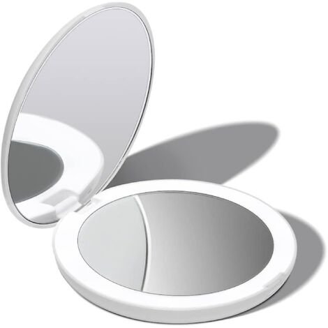 Miroir de poche lumineux LED portable pour un maquillage blanc naturel - Format voyage compact