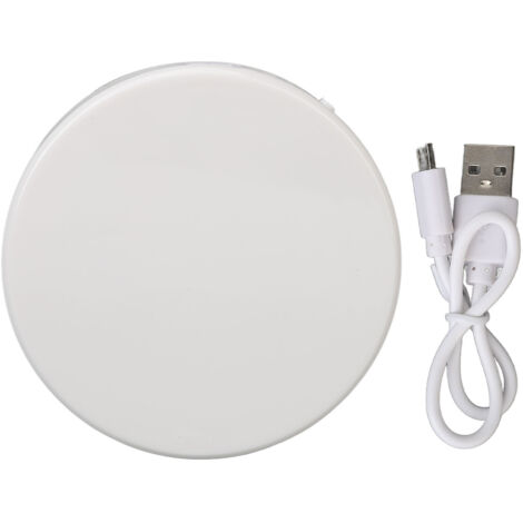 Miroir de poche magnifiant 3X LED rechargeable, pliable et éclairage ajustable, double face, blanc