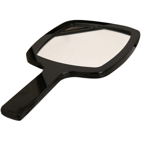 Miroir de poche noir en acrylique avec poignée confortable, idéal pour le maquillage à domicile