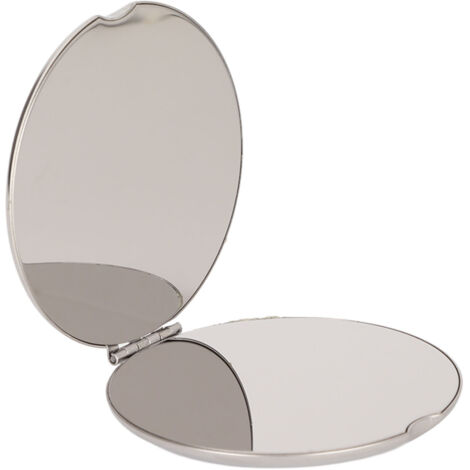 Miroir de poche pliable double face en acier inoxydable, compact et portable pour voyage - Format rond