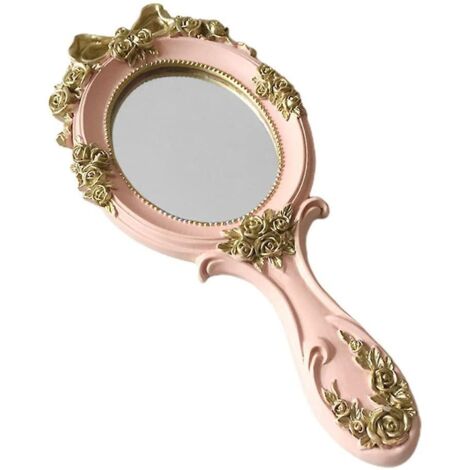 Miroir de poche Princesse 2024 en résine style vintage, idéal pour le maquillage et les voyages. Cadeau d'anniversaire pour enfant.