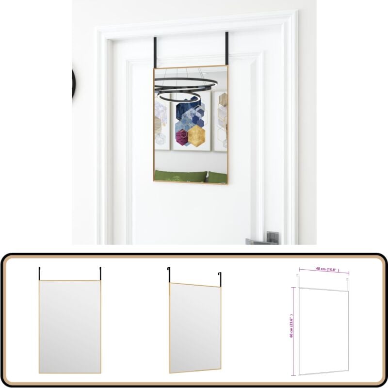 Vidaxl - Miroir de porte Doré 40x60 cm Verre et aluminium - Miroir De Porte - Miroir Doré - Miroir Salle De Bain - Décoration Murale - Miroir Suspendu