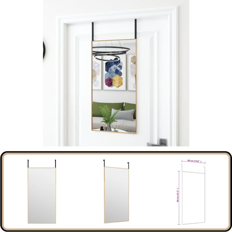 Vidaxl - Miroir de porte Doré 40x80 cm Verre et aluminium - Miroir De Porte - Miroir Doré - Miroir Salle De Bain - Décoration Murale - Miroir Suspendu