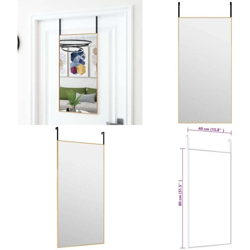 Vidaxl - Miroir de porte Doré 40x80 cm Verre et aluminium - Miroir De Porte - Miroir Doré - Miroir Salle De Bain - Décoration Murale - Miroir