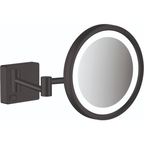 Miroir de rasage avec éclairage LED HANSGROHE AddStoris, noir mat