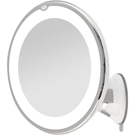 ANGEL CERDA Miroir de rasage grossissant 10x avec lumière, LED et support à ventouse verrouillable Rotation à 360°