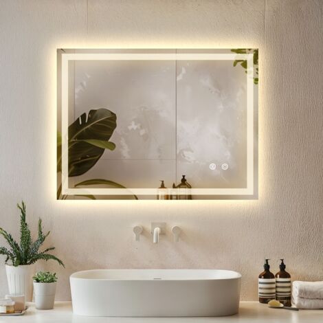 Miroir de salle bain LED commande tactile réglable 50 x 70 cm