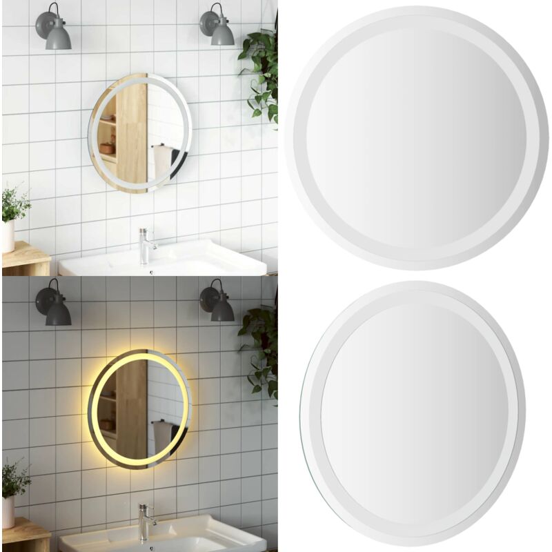Miroir de salle de bain à led 50 cm rond - Miroir Led - Miroir Salle De Bain - Miroir Design - Éclairage Salle De Bain - Miroir Rond - Home & Living